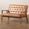 Baxton Studio Sorrento Mid-Century Modern Tan Faux Leather and Walnut Brown Finished Wood Loveseat 175-10978-Zoro - alternate 2